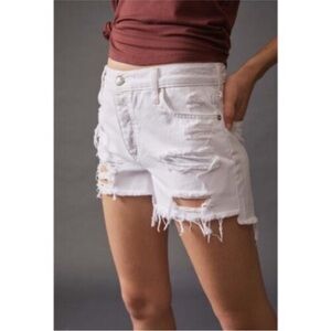 Free People We The Free Maggie White Distressed Denim Shorts